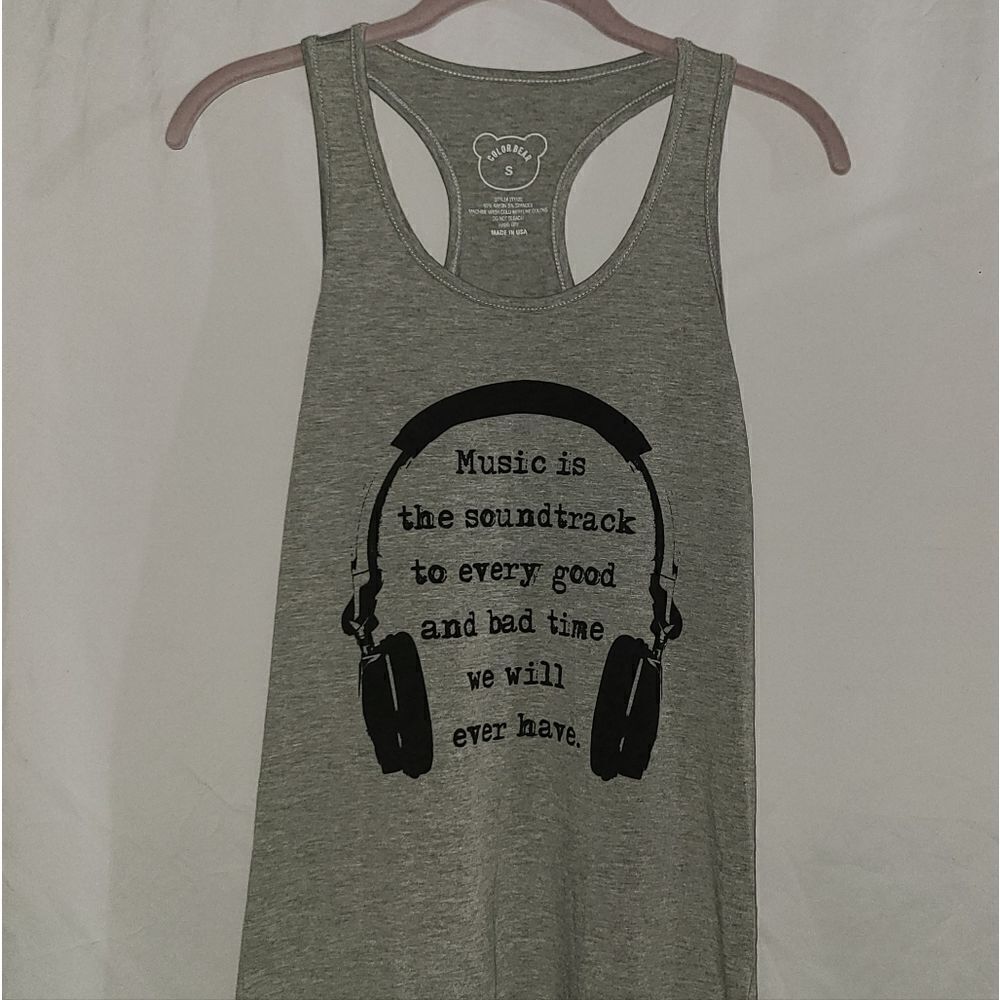 Color Bear Music Graphic Gray Tank Size S,M